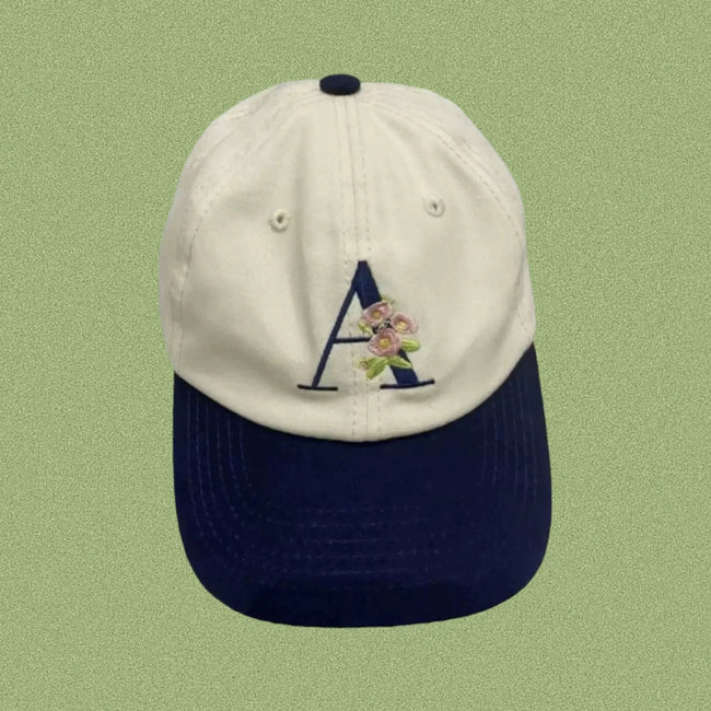 Aimé Leon Dore Floral Floral Letter Hat - Cream / Navy Hover Image