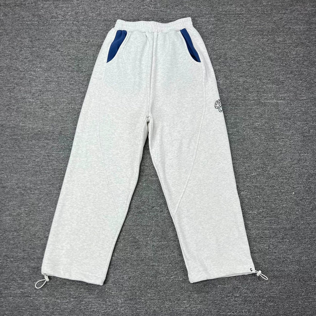 Mertra Contrast Pocket Straight-Leg Sweatpants - Light Grey/Blue Hover Image