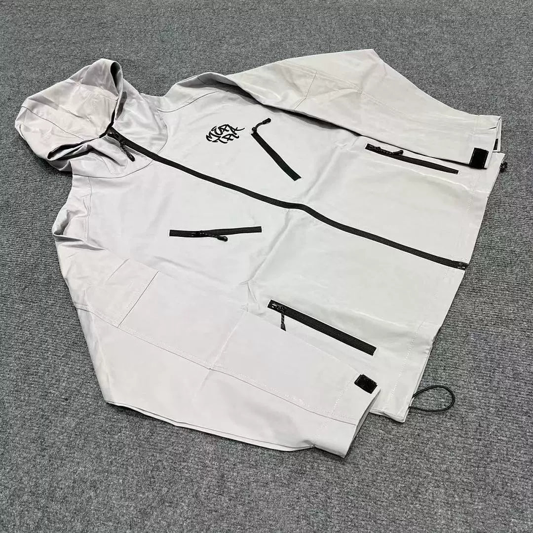 Mertra Technical Zip Windbreaker Jacket - Light Grey