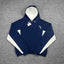Mertra Contrast Colorblock Fleece Hoodie - Navy Blue/White