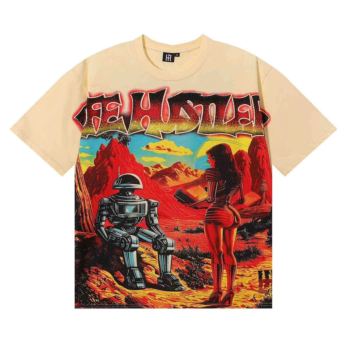 Life Hustlers Sci-Fi Desert Robot Graphic Tee - Beige