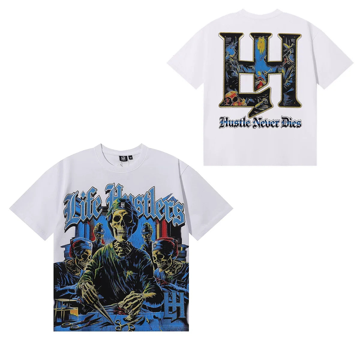 Life Hustlers Skeleton Wolverine Graphic Tee - White