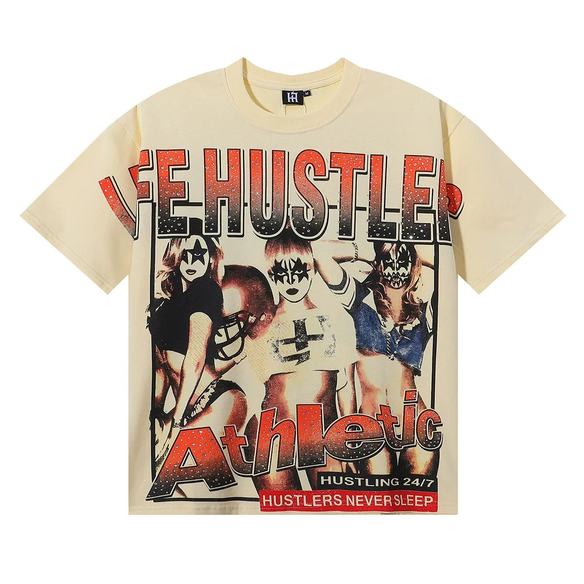 Life Hustlers Athletic Pinup Graphic Tee - Beige