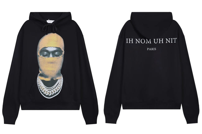 IH NOM UH NIT Yellow Mask Cuban Link Hoodie - Black Hover Image