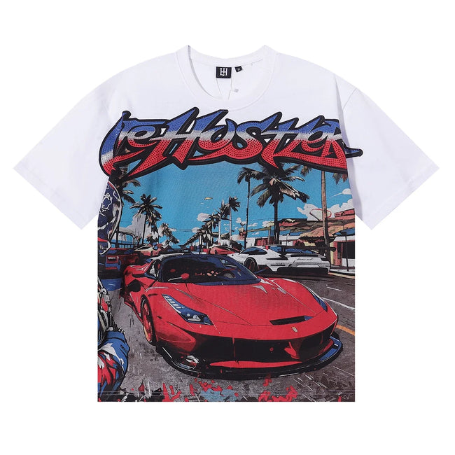 Life Hustlers Supercar Racing Graphic Tee - White Hover Image