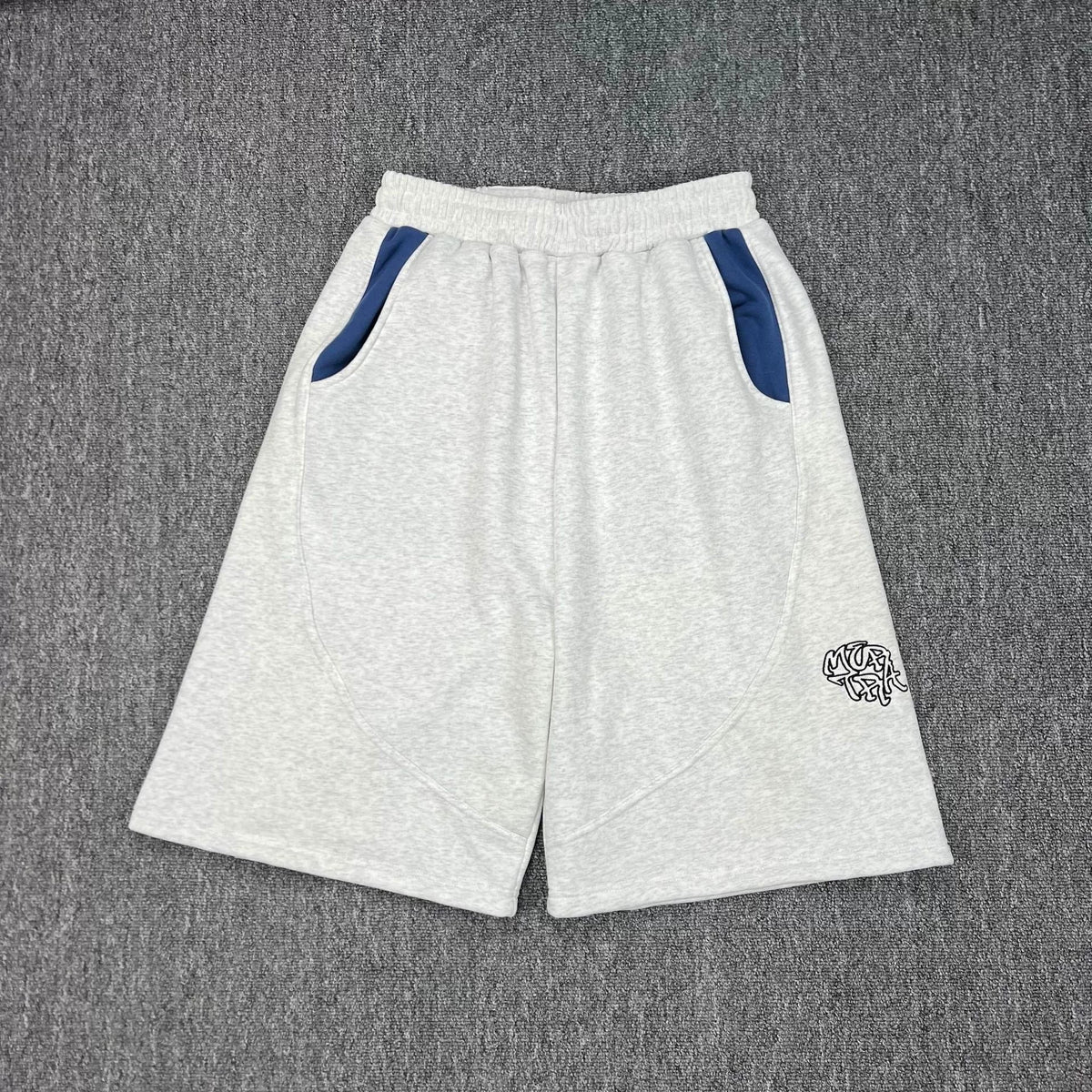 Mertra Contrast Pocket Sweat Shorts - Light Grey/Blue