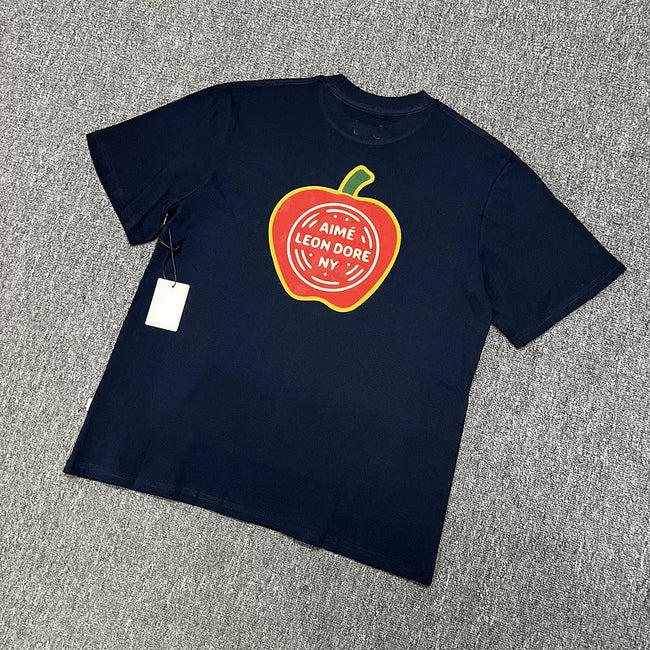 Aimé Leon Dore Apple Graphic Tee - Navy Hover Image