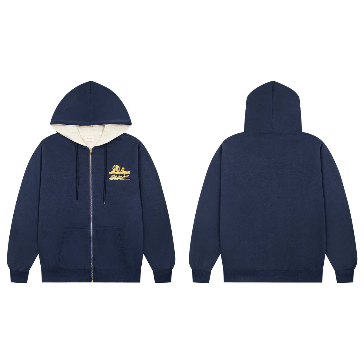 Aimé Leon Dore Thermal-Lined Script Zip-Up Hoodie - Navy