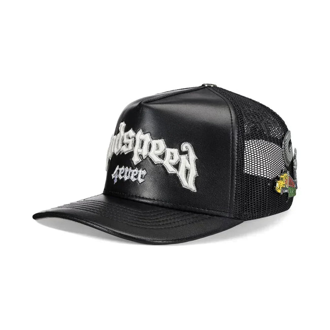 Godspeed Forever Black Leather Trucker Hat Main Image
